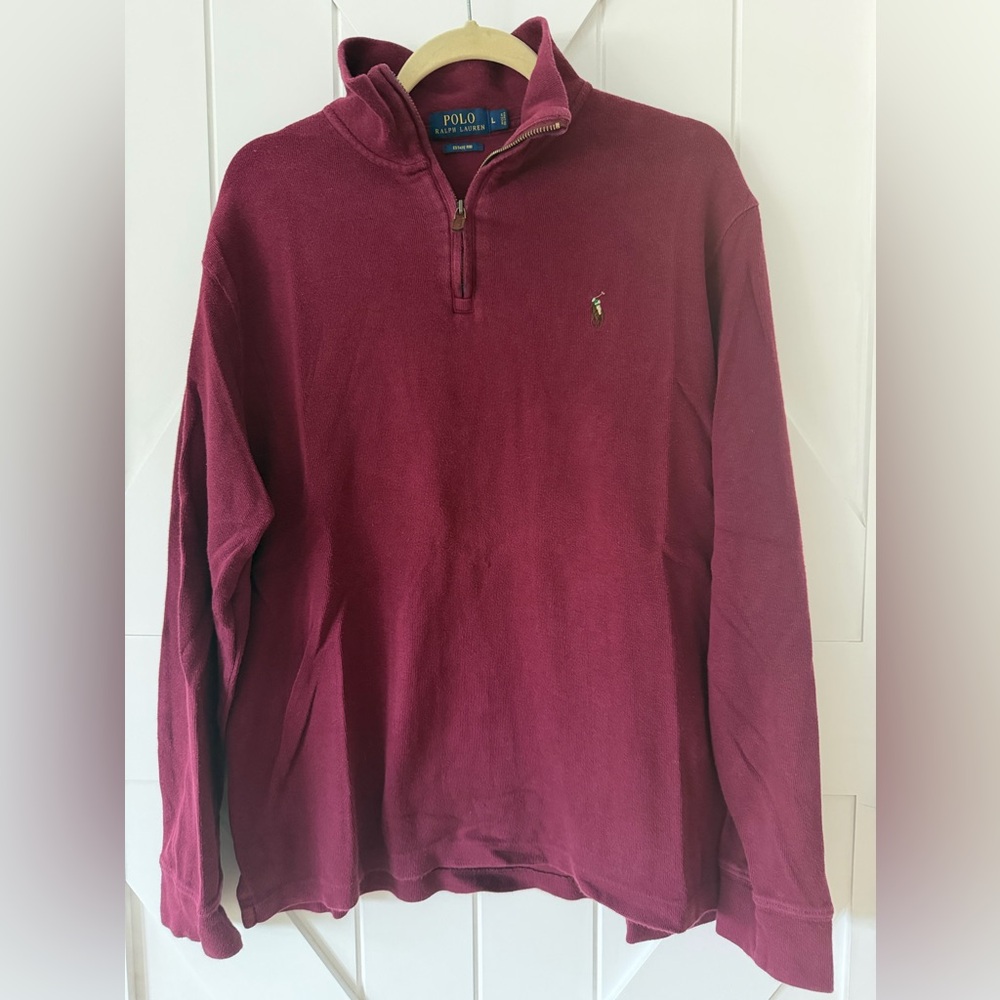 Ralph Lauren Maroon Quarter-Zip Sweater